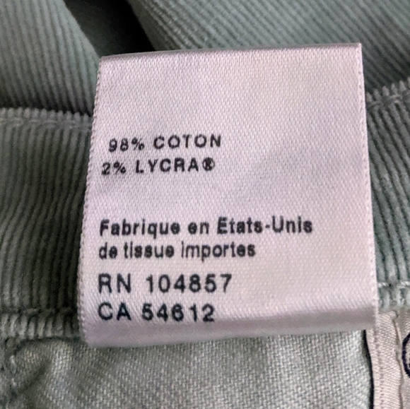Ag Jeans Mint Green Stevie Slim Corduroys 26R - Picture 8 of 9